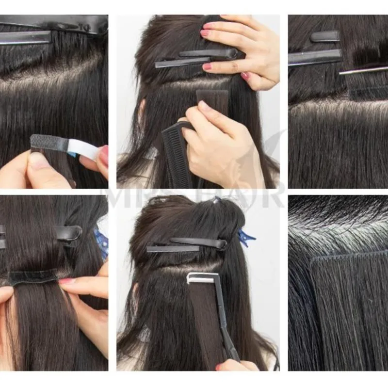 Invisible Tape in Hair Extensions Ash Brown mixed Platinum Blonde and Ash Blonde Natural Seamless 12-20 Inch 10pcs/pack