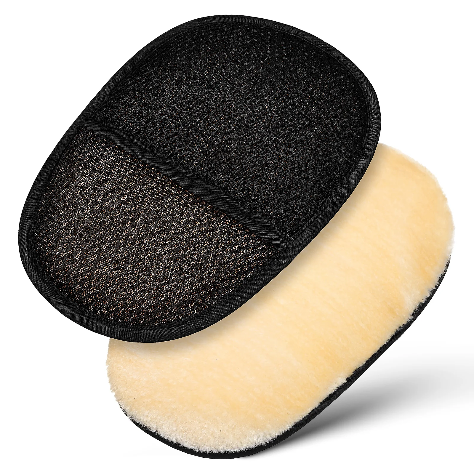 

2pcs Black Artificial Wool Car Wash Mitts Polishing Waxing Cleaning Tools Scratch Free Gloves Car Exterior Care Products