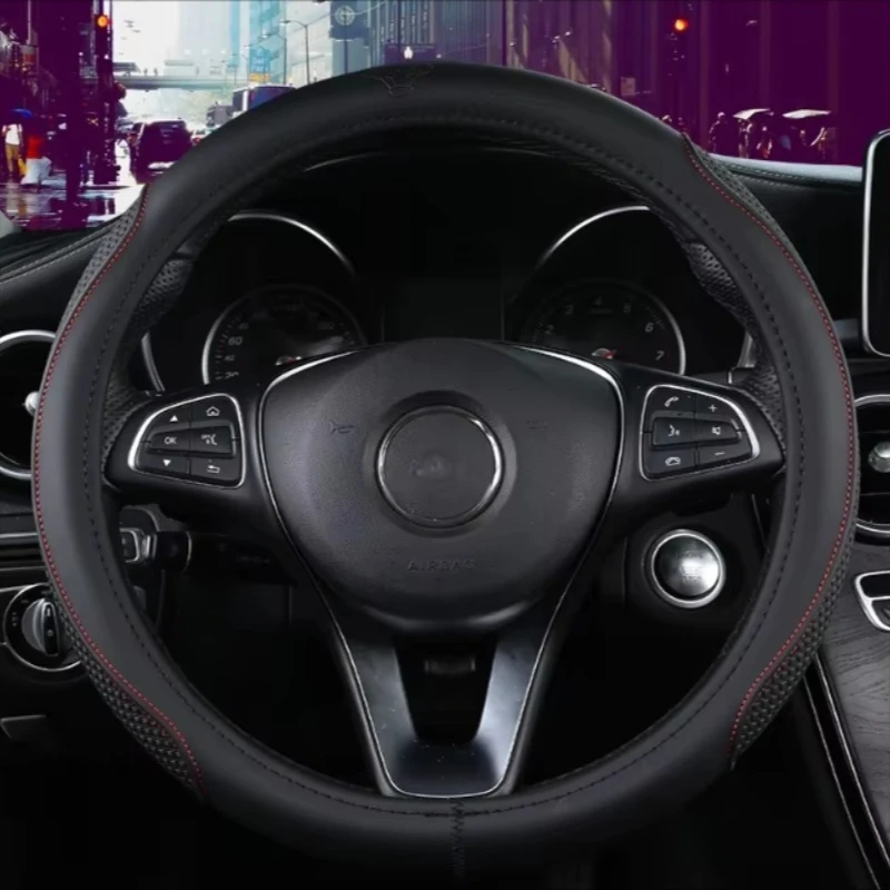 

Дышащий высококачественный чехол на руль автомобиля из кожи наппа — универсальный для мужчин и женщин, бежевый аксессуар на руль автомобиля