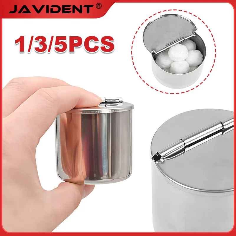 Dental Dressing Alcohol Disinfection Bottle Half-Flip Lid Design 304 Stainless Steel Material Oral Sterile Cotton Dispenser