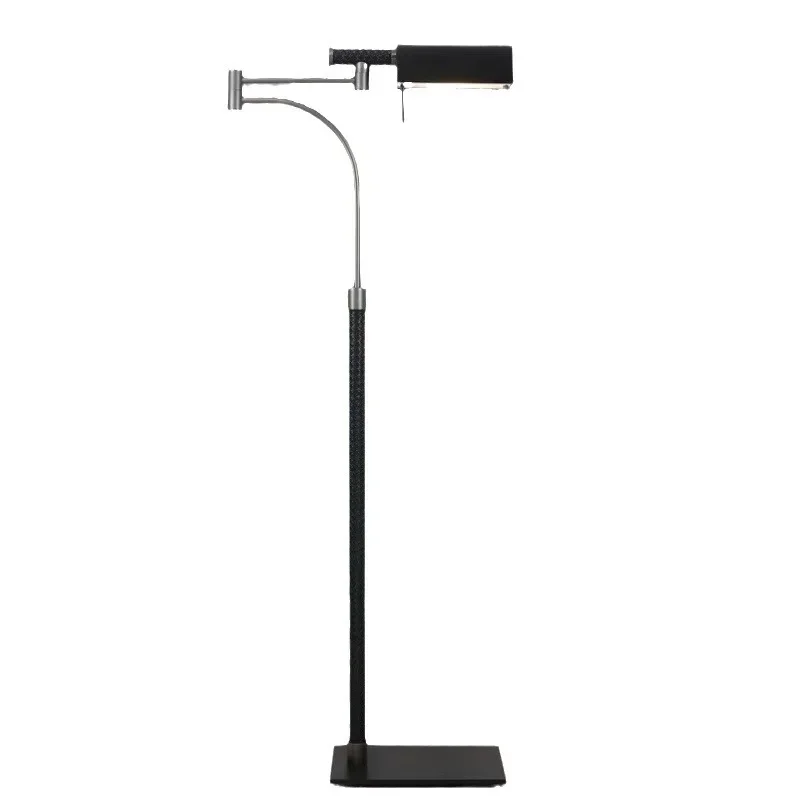 

American light luxury leather living room floor lamp bedroom bedside study floor lamp