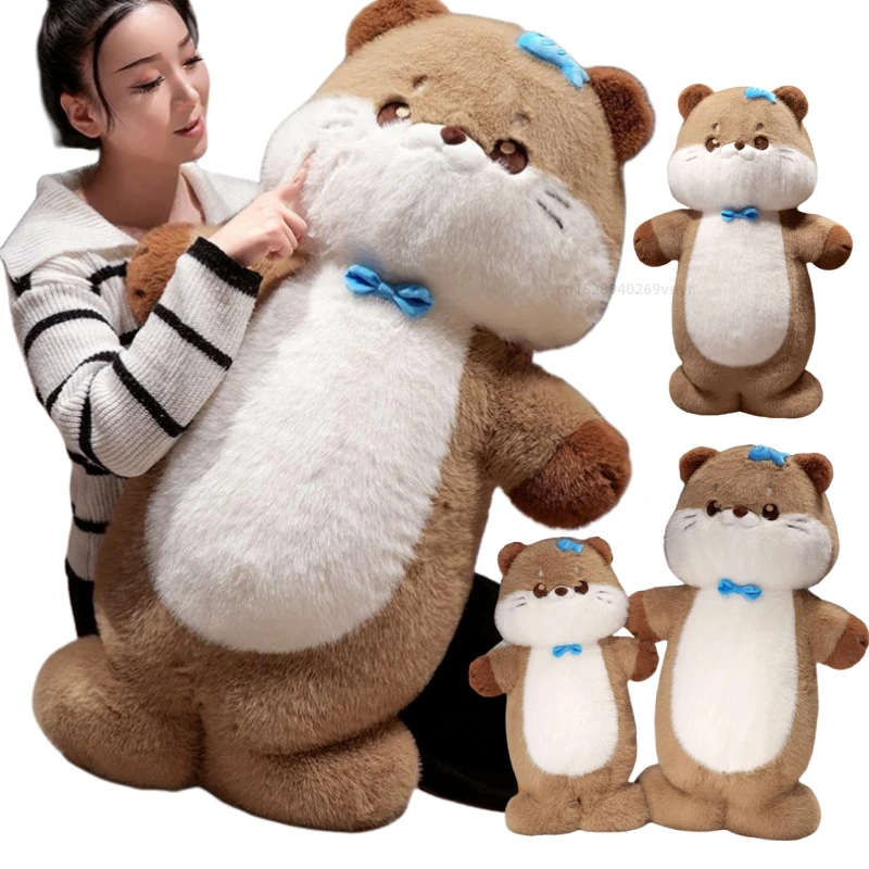 

Adorable 60/80cm Otter With Bow Plush Pillow Toys Stuffed Plush Otter Sea Animal Doll Soft Cushion for Kids Girls Birthday Xmas