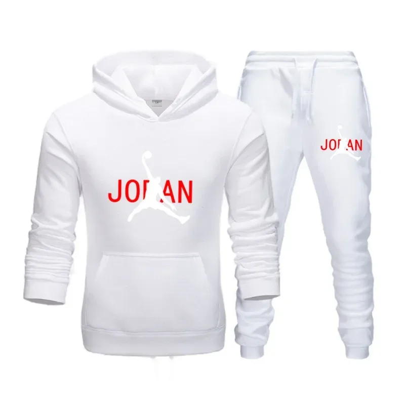 Fashion 2024 Autumn winter men's sports hoodie + sweatpants two-piece set, new outdoor basketball men's casual pullover suit