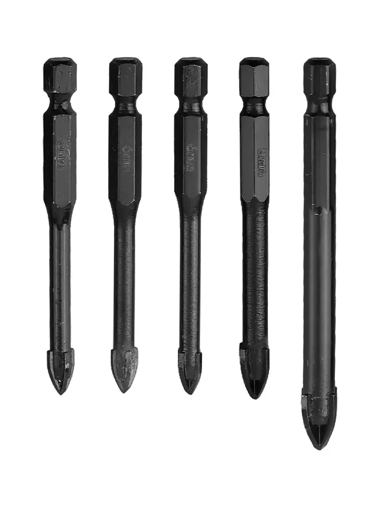 

5pcs Cemented Carbide Drill Bit 6-10mm For Glass Concrete Tile Wood Hole Opener Workshop Equipment Power Tools
