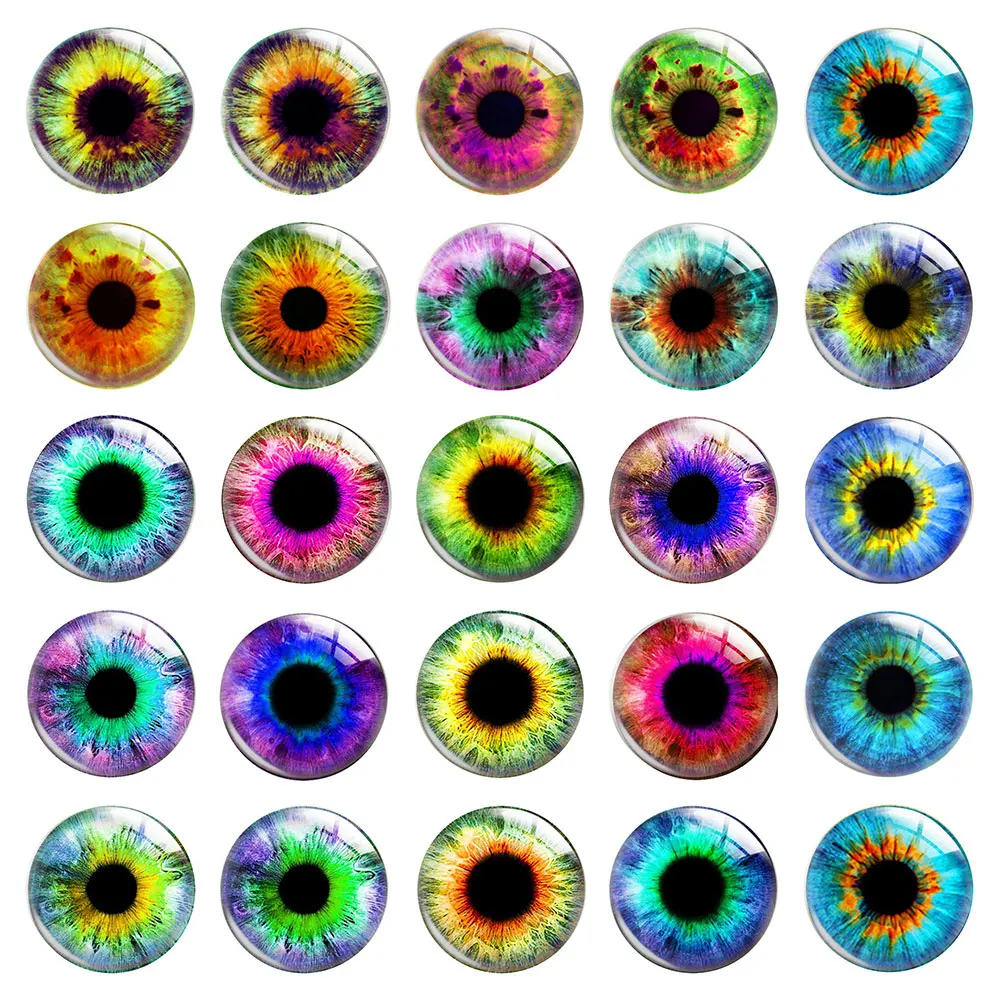 

Handmade Colorful Sunflower Dolls Pupil Eyes Iris Glass Cabochon Charms Demo Flat Back Cameo For Diy Sewing Toys Jewelry Making