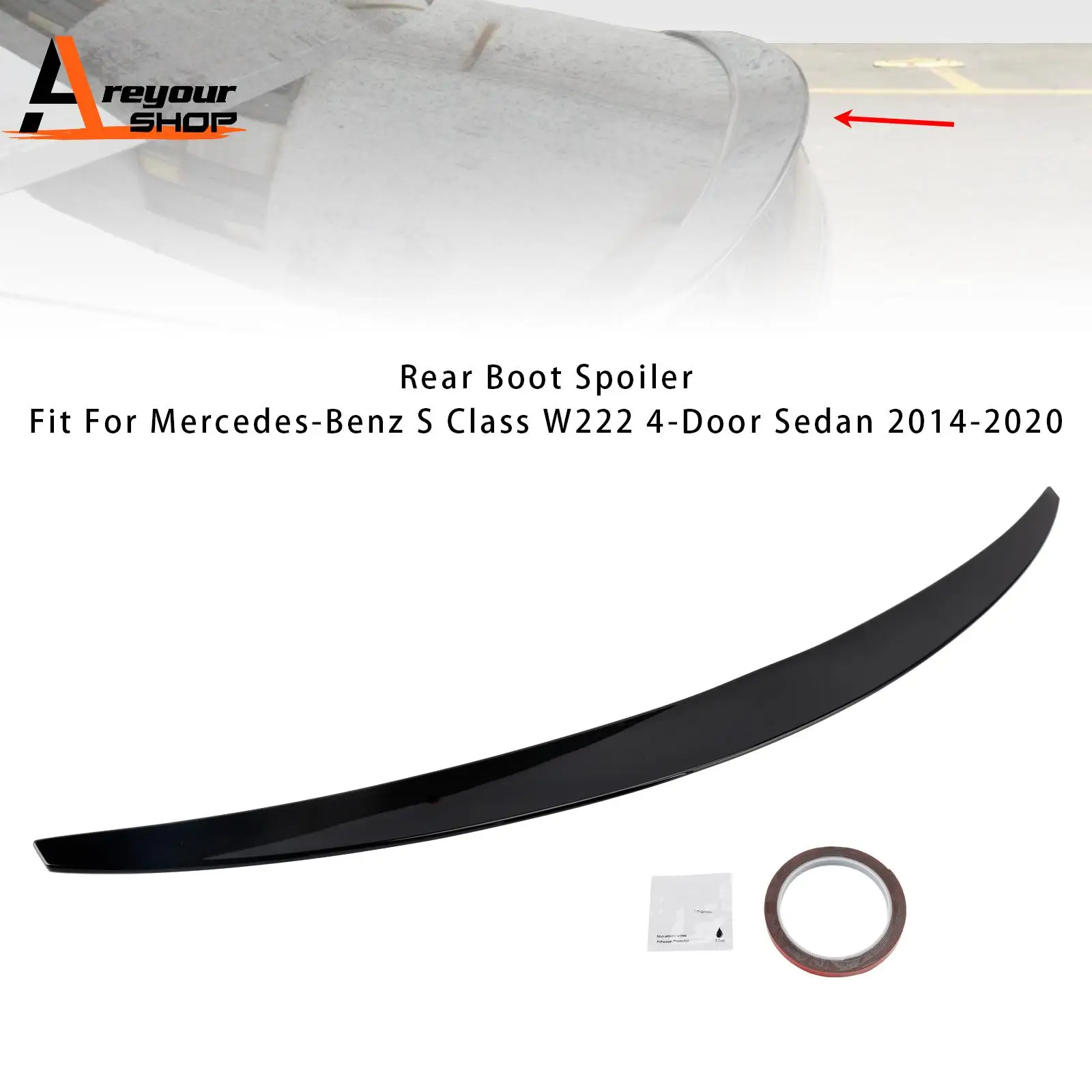 

Глянцевый черный задний спойлер для багажника для Mercedes-Benz S-Class W222 2014 2015 2016 2017 2018 2019 2020