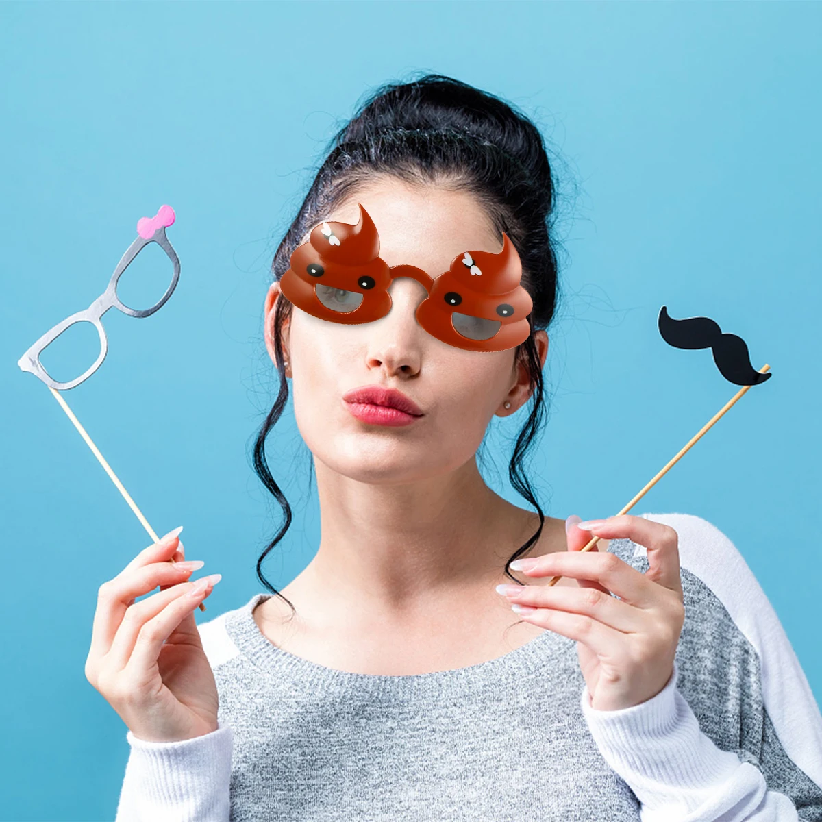

2 Pcs Poop Glasses Costume Prank Novelty Funny Eyeglasses Party Adults for Prop Kid Halloween