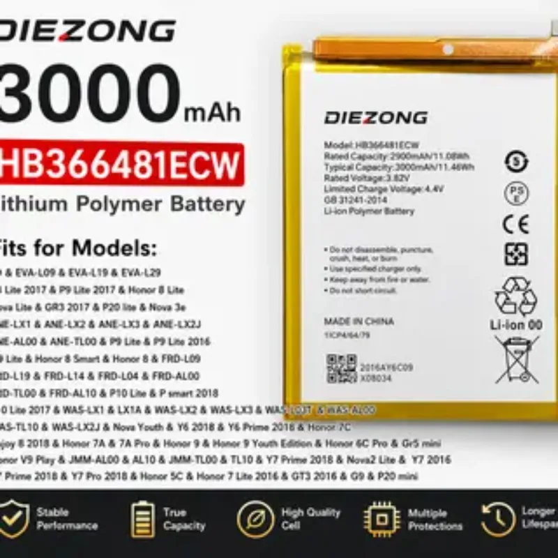 High‑quality HB366481ECW Suit for Huawei P9 /P9 Lite Honor 8 P10 Lite Y6 II P8 Lite 2017 P20 Honor 5C Ascend P9 Battery