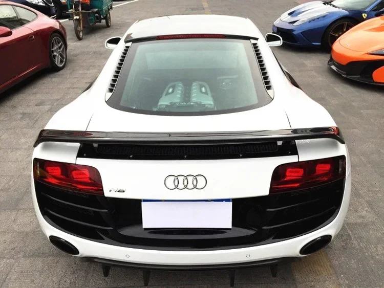 R8 V8 V10 Spoiler GT style Carbon Fiber Rear Spoiler GT Wing with Base Panel Plate For Audi R8 V8 V10 Coupe 09-15