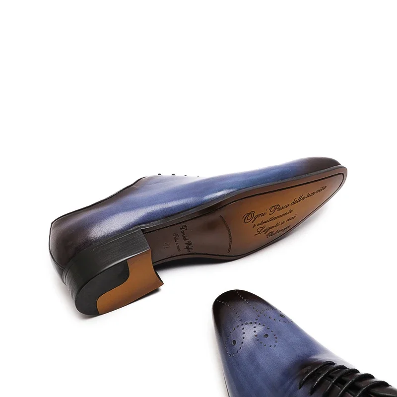 รองเท้าหนังแท้ทรงอ็อกซ์ฟอร์ดสำหรับผู้ชาย แบบเต็มตัว ดีไซน์ทันสมัย หัวแหลม ผูกเชือก เหมาะสำหรับงานทางการ ธุรกิจ งานแต่งงาน