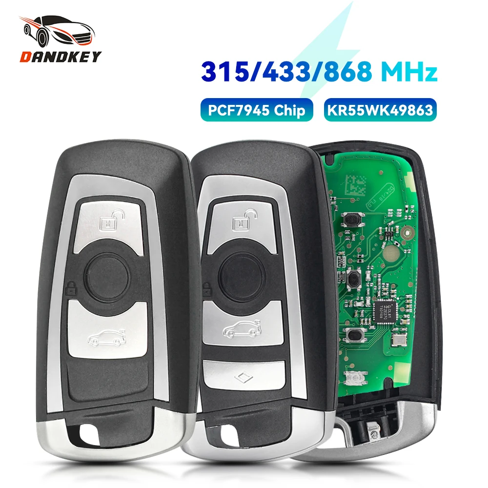 

Dandkey 315/433/868Mhz KR55WK49863 Car Smart Remote PCF7945 Key For BMW 3 5 7 Series 2009-2016 CAS4 F System Keyless Go Fob