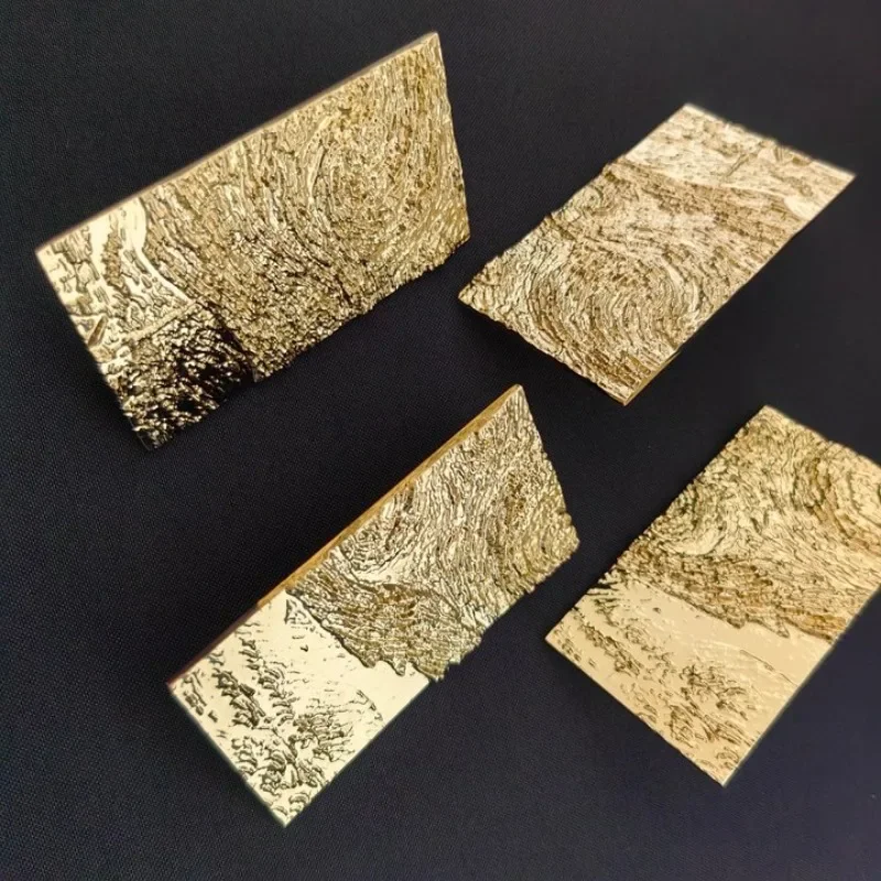 Starry Sky Flash/ Solid Brass Gold Rectangular Relief Design Cabinet Handle and Knob Drawer Pulls Bedroom Wardrobe Hardware