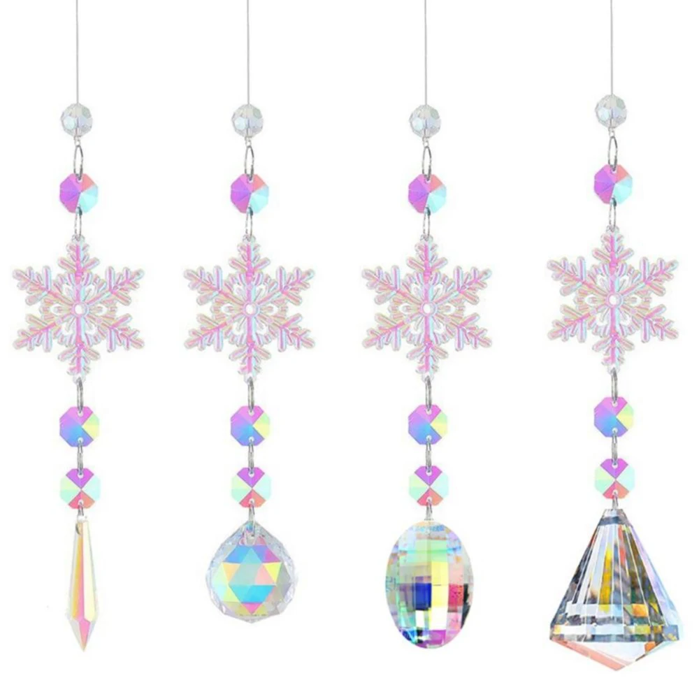 Home Garden k9 Crystal Suncatcher Snowflake Pendant Winter Sun Catcher Window Prism Rainbow Maker Home Decoration Party Gifts