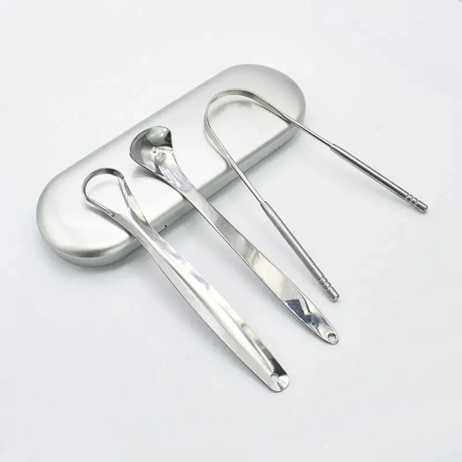 Stainless Steel Tongue Cleaner Scraper Set - Dental Tools for Teeth Care & Oral Hygiene