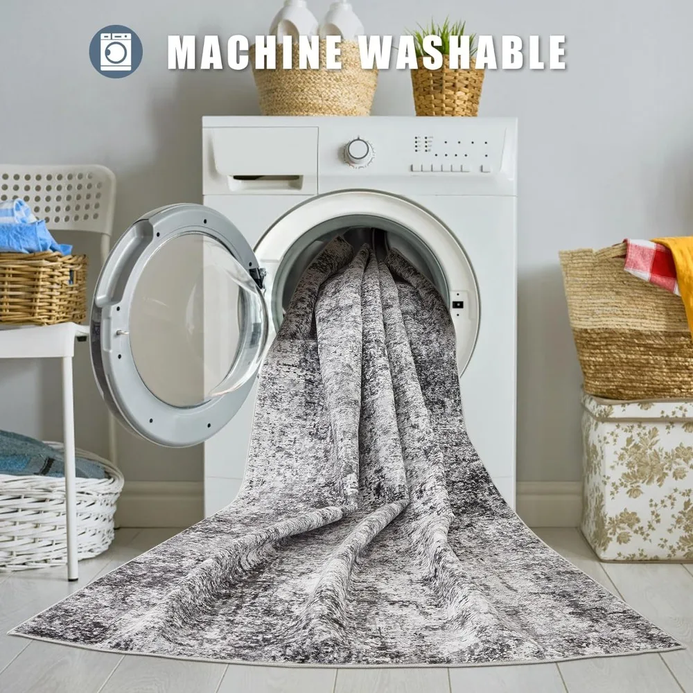 Area Rug Living Room Rugs - 8x10 Large Soft Indoor Neutral Modern Abstract Low Pile Washable Rug Carpet for Bedroom Dining Room