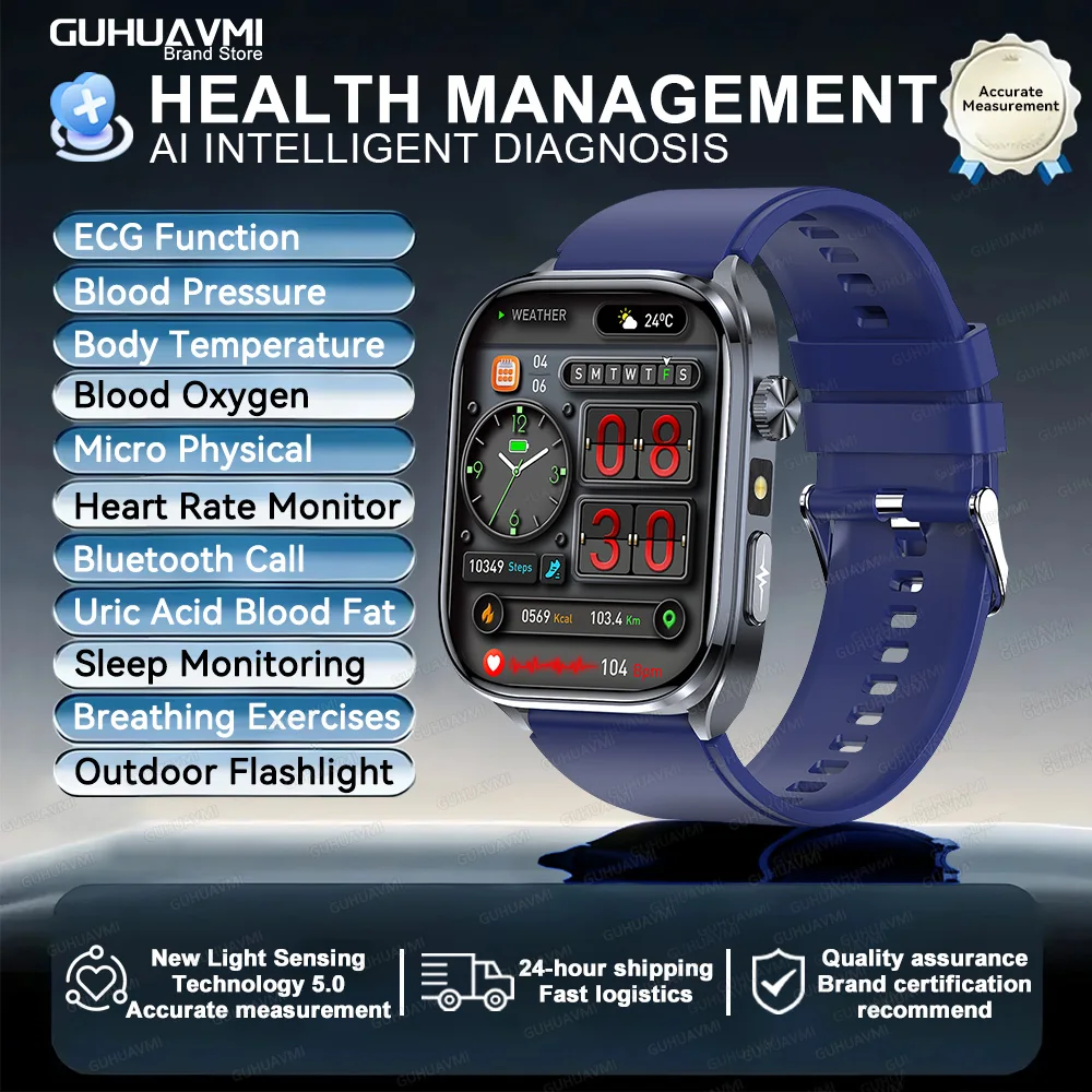Body Composition analysis Monitoring Smart Watch Men ECG Heart Rate Blood pressure Uric Acid Health Tracker Smartwatches 2025New