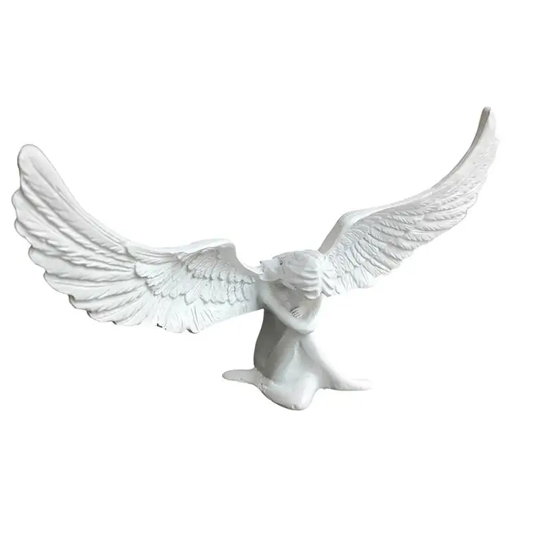 -Angel Wing Figurine Modern 3D Embrace Angel Wings Sculpture Crafts 3D Angel Wing Statue Figurine Resin Artwork Craft Home Decor