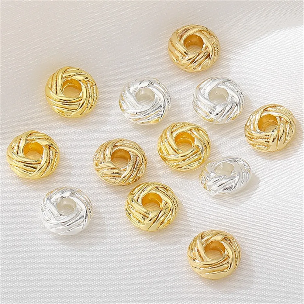 14K Gold Wrapped Pineapple Knot Loose Beads Fried Dough Twists Winding Beads Handmade Diy Bracelet Necklace Beads Accessories