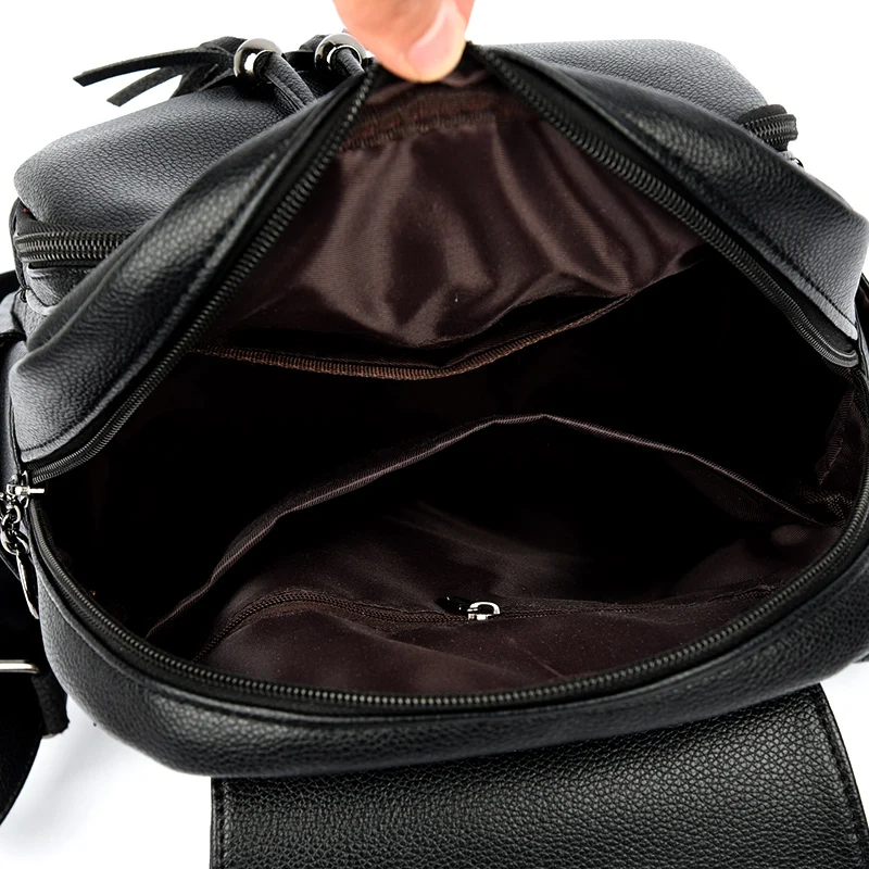 Sac à dos en cuir avec pompons pour femme, sac à dos décontracté pour adolescentes, sacs d'école féminins, haute qualité