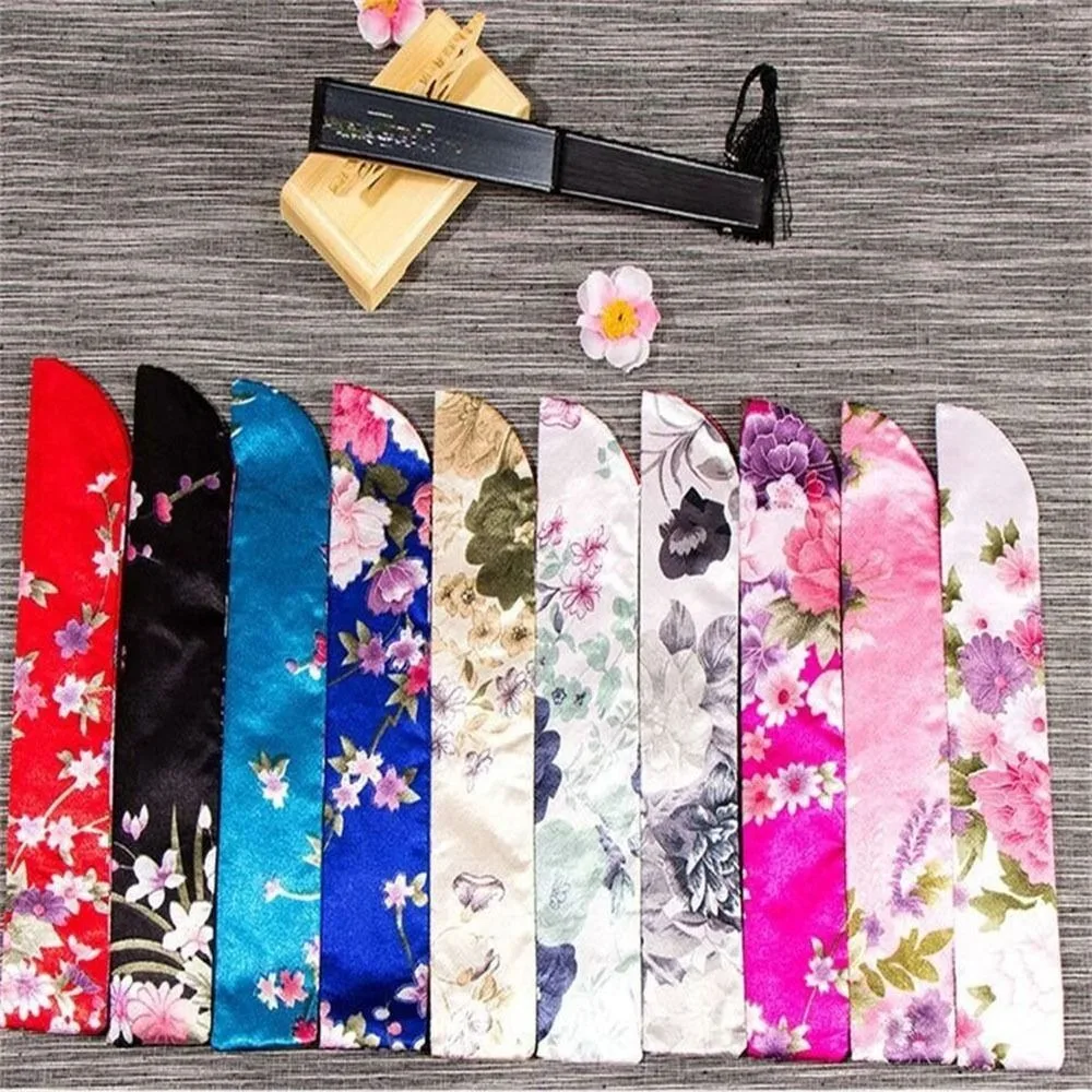 Silk Cloth Folding Hand Fan Bag Beautiful Decoration Colorful Packaging Pouch Women Fan Sleeve