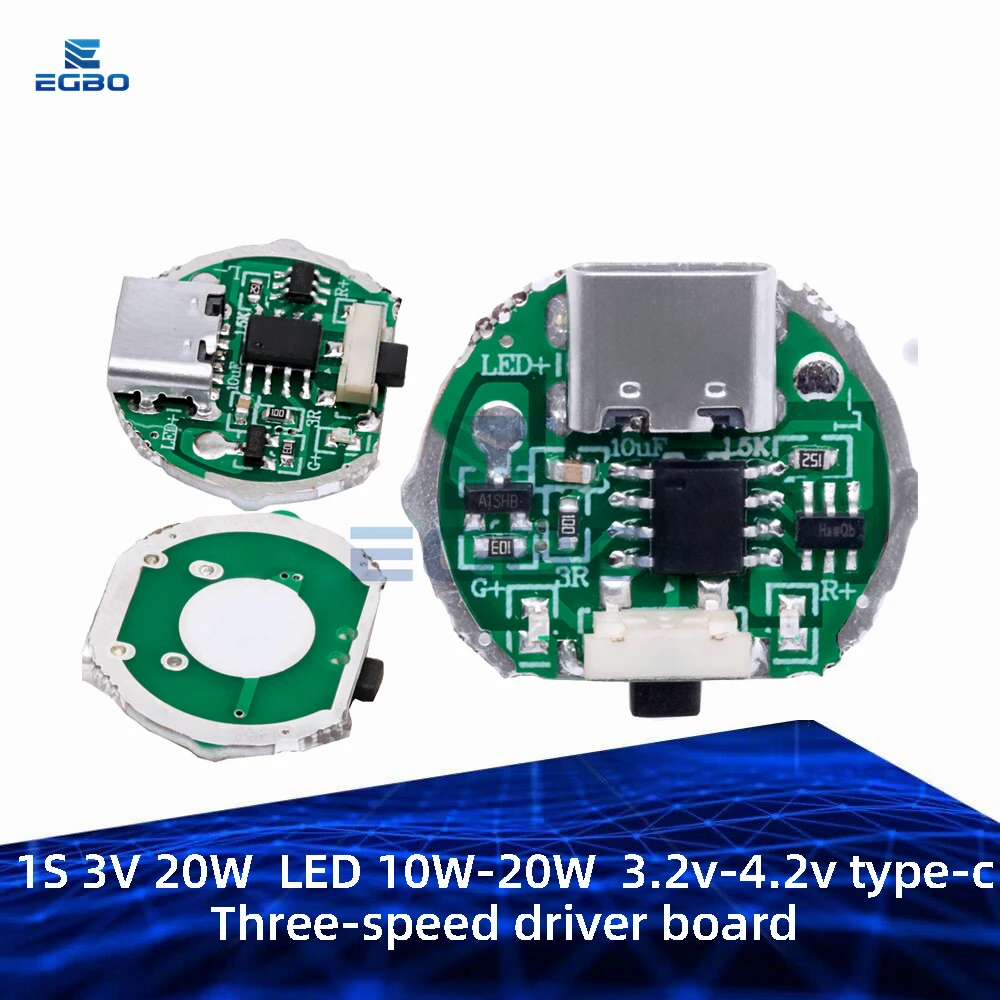 1~3PCS Two-speed Drive Board Flashlight Drive Accessories Circuit Board Switch Charging Integrated Board for 10 Watt Beads