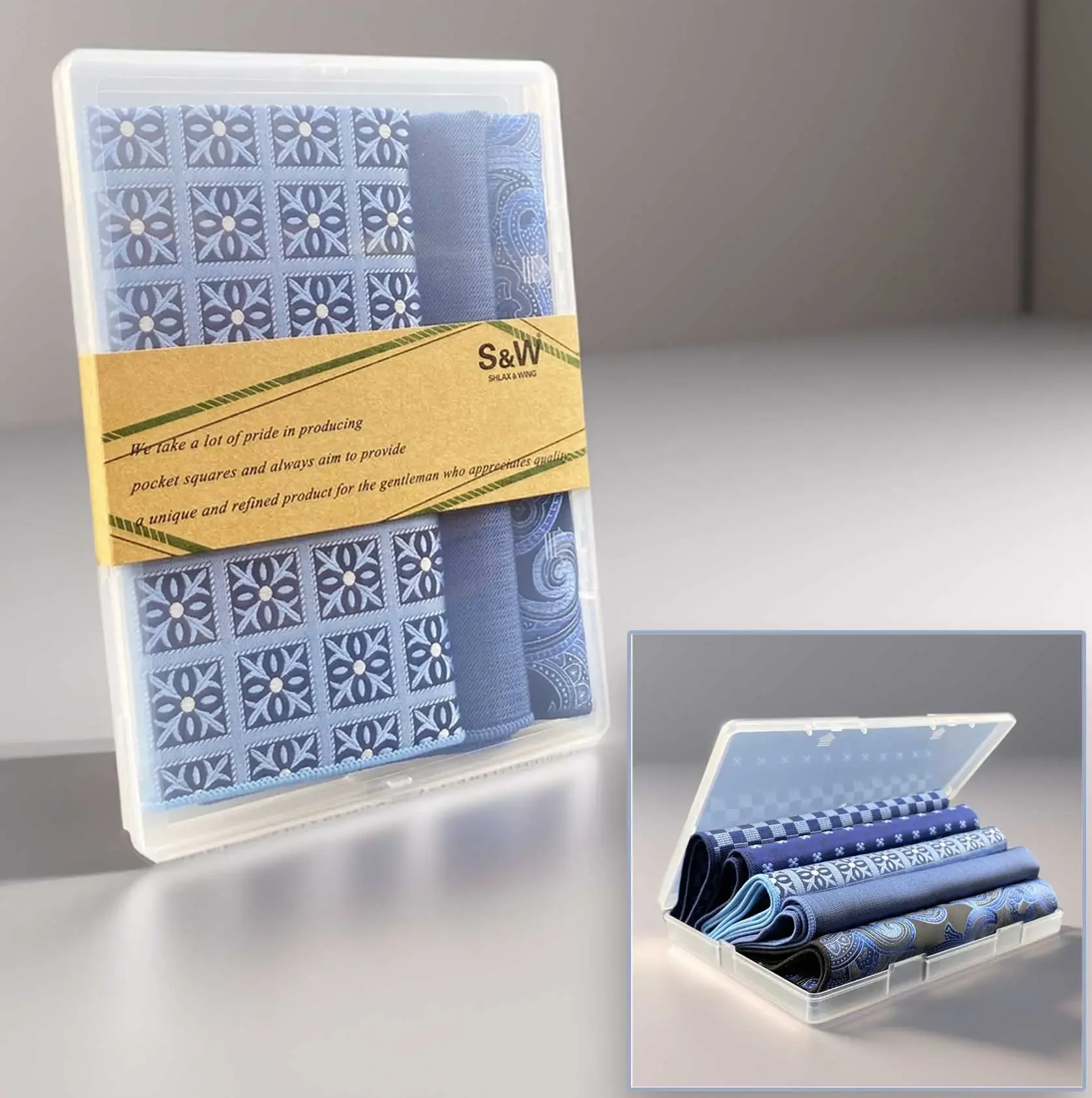 5 Pieces Colorful Assorted Mens Pocket Square Classic Handkerchief Set Gift