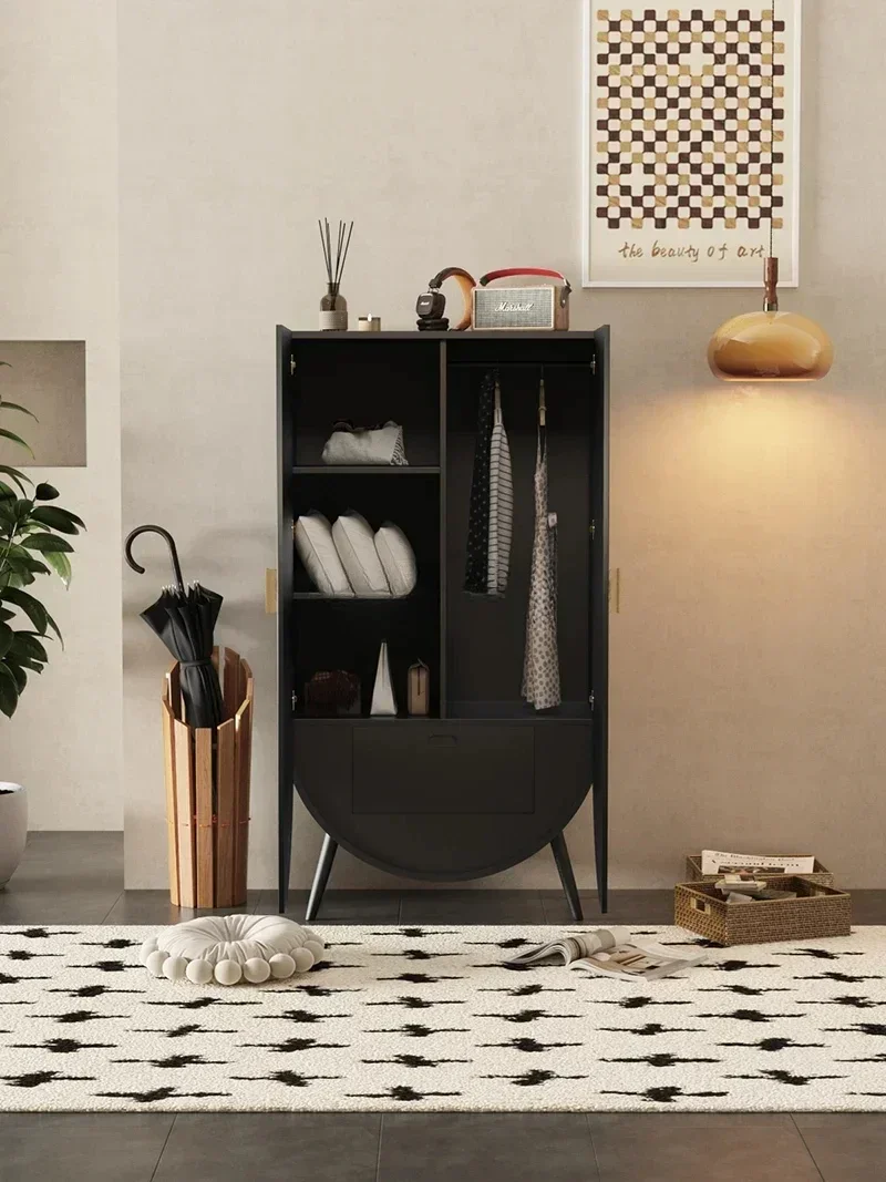 French medieval solid wood wardrobe household living room entrance locker free installation