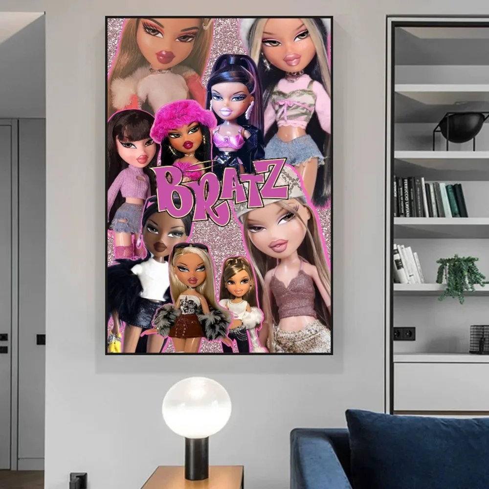 Affiche d'art autocollante Bratz Butter Anime, autocollant en papier kraft rétro, peinture décorative vintage, bricolage, chambre et bar, 73