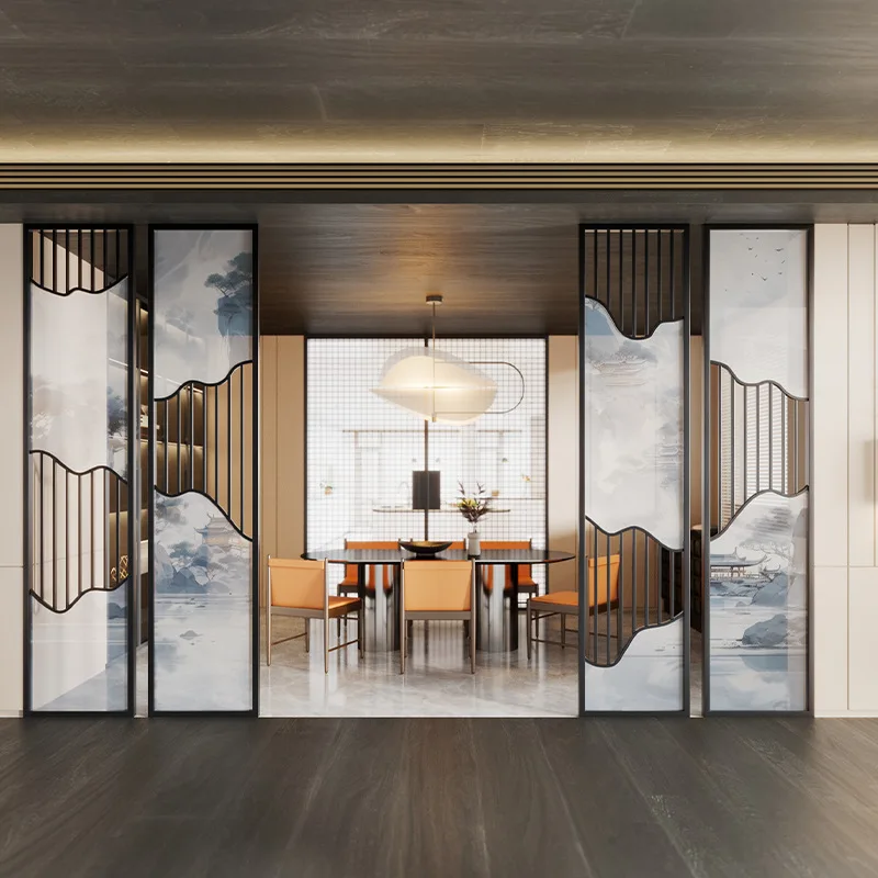 Screen partition living room modern simple dining room new Chinese  entrance hollow grille