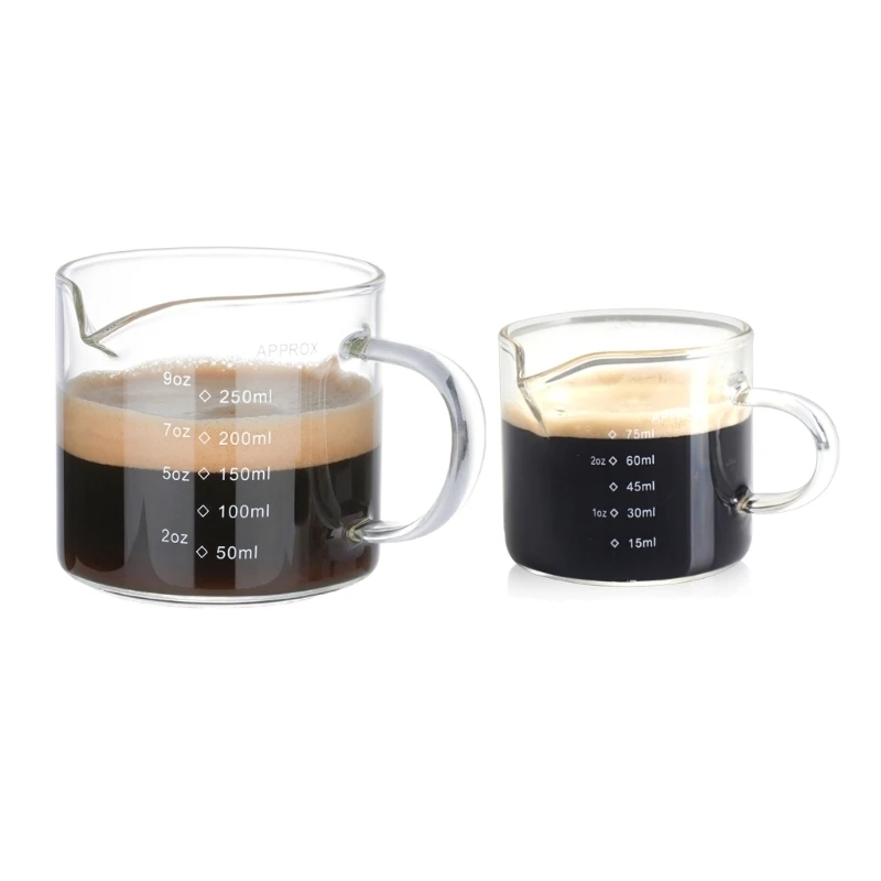 547F High Borosilicate Glass Espresso Shot Cup With Graduated Scale Milk Pitcher