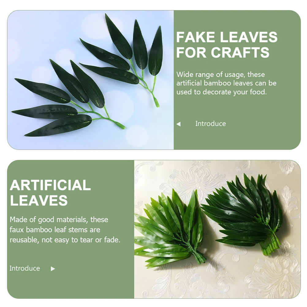 

30pcs Artificial Bamboo Leaves Plants Indoor Decor Green Tropical Faux Leaf Garland Wreath Craft Decorations Reusable