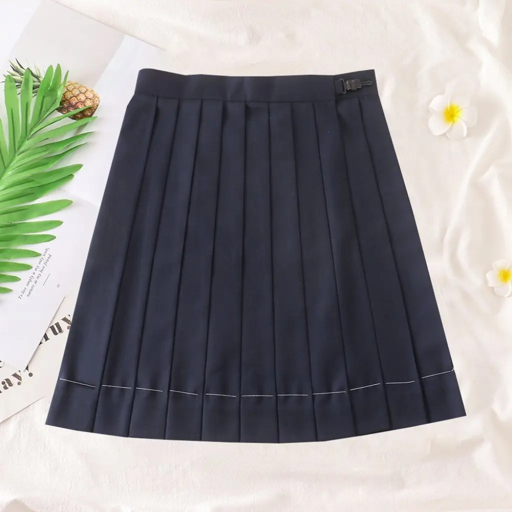 

High Waist Pleated Skirt for Women Solid Color Orthodox JK Uniform Long Skirt Japanese Style Student Wear