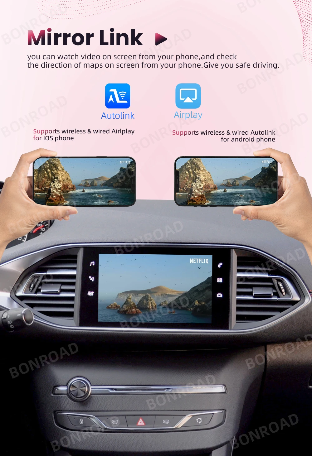 Wireless Carplay Android Auto Adapter For Peugeot Citroen SMEG MRN Picasso C4 C5 DS4 DS3 308 508 208 3008 Bluetooth Mirror Lin – Detail 7