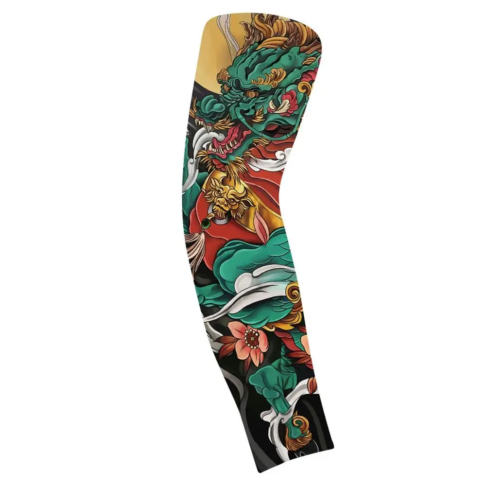 Flower Arm Pattern Flower Arm Tattoo Sleeve Elastic Thin Men Sunscreen Sleeve Sunscreen Long-sleeved Ice Silk Arm Sleeve Sports