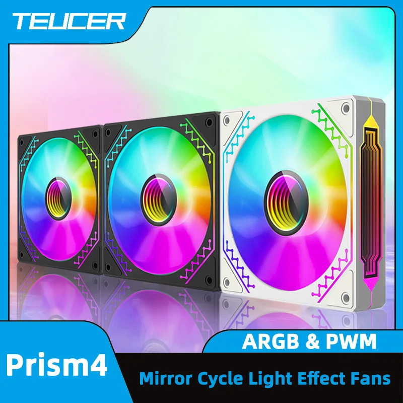 

Вентилятор для компьютера TEUCER Prism4, 12 см, зеркальный цикл, вентиляторы 120 мм, 4 контакта, ШИМ, тихий охлаждающий вентилятор, высокопроизводительный вентилятор шасси