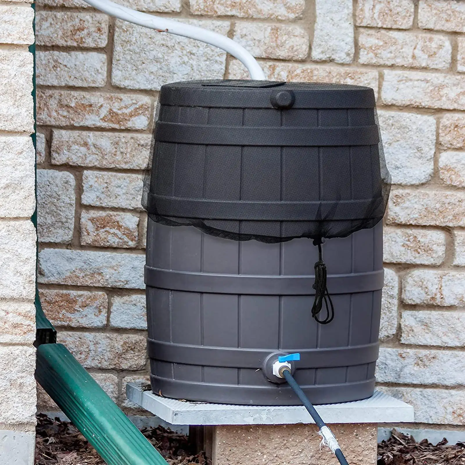 Rain Barrels Screen Water Bucket Covers Rainwater Collector Tank Net Cover Rain Water Collection Bucket Netting with Drawstring