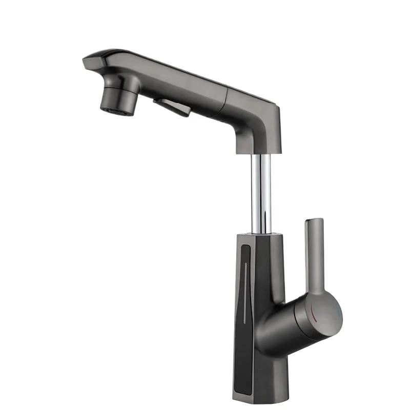 

All-copper digital display can lift and pull the faucet, wash basin faucet, spray and wash the faucet on the gun ash.