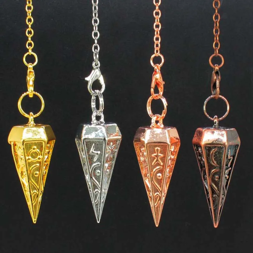 Copper Metal Rune Pendulum For Dowsing Divination Balancing Body Healing Chakra Reiki Spiritual Antique Pendant Pendule Pendulo