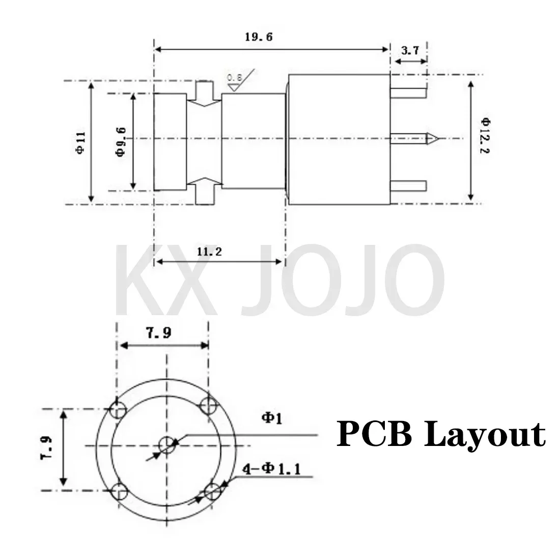 Conector de BNC-KE, placa PCB de soldadura, enchufe BNC de cobre, 50Ohm, Q9, cabeza hembra Vertical, 4 pines, asiento hembra