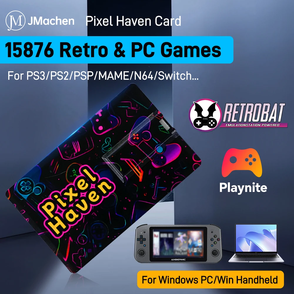 

Playnite&Retrobat Memory Card With 15876 Games Plxel Haven Card For N64/PS3/PS2/Switch For Steam Deck/ROG Ally/Win Handheld/PC