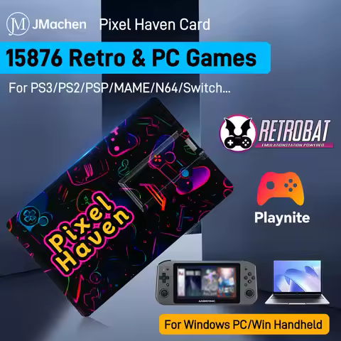 Playnite&amp;Retrobat Memory Card With 15876 Games Plxel Haven Card For N64/PS3/PS2/Switch For Steam Deck/ROG Ally/Win Handheld/PC