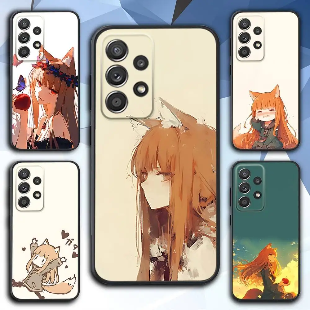 

S-Spice Anime And Wolf Phone Case For Samsung S 25,24,23,22,30,21,10,9,Ultra,Plus,Lite,FE,4,5 G Soft Black Case