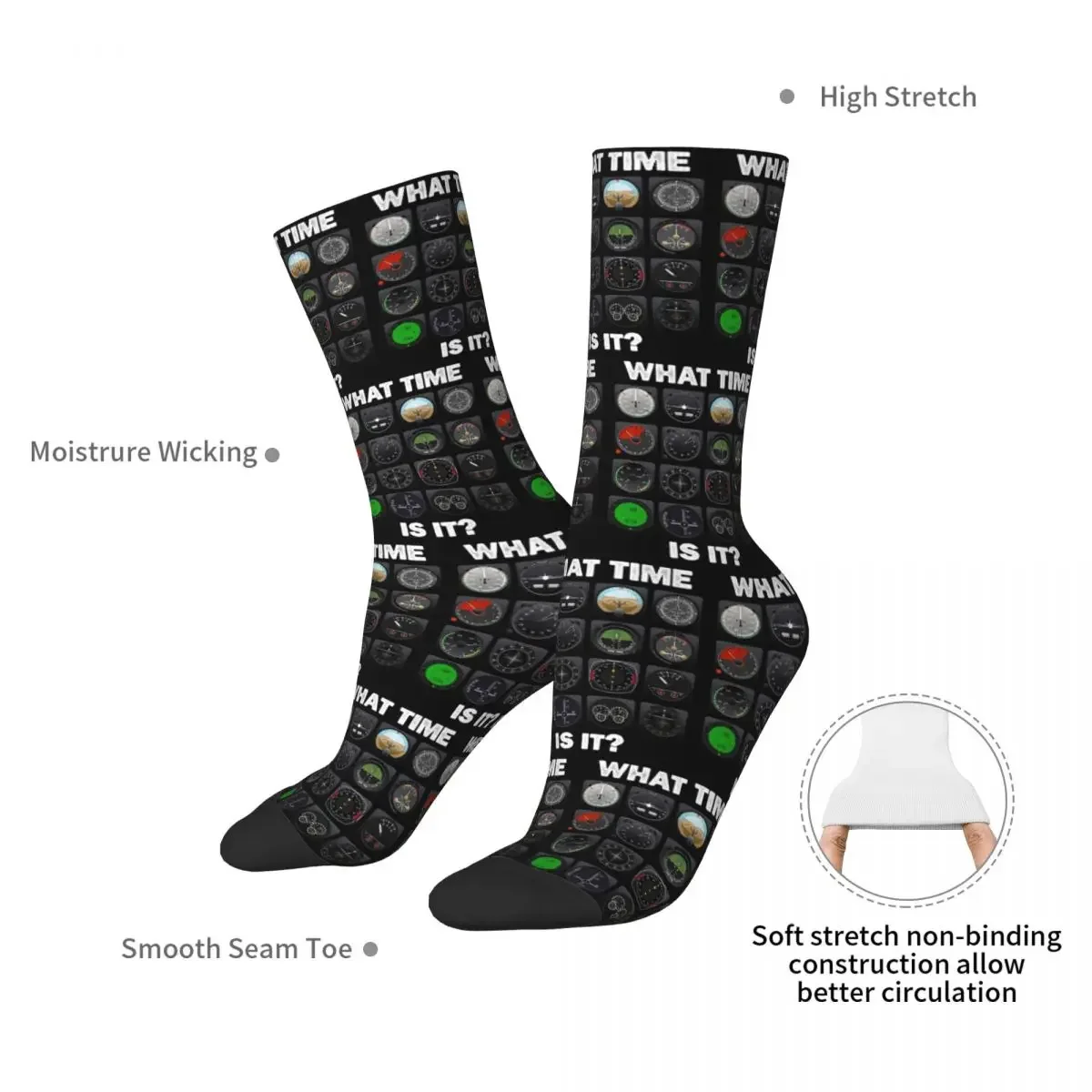 Wie spät ist es Flug instrumente Socken Harajuku hochwertige Strümpfe die ganze Saison über Socken für Unisex Geburtstags geschenk