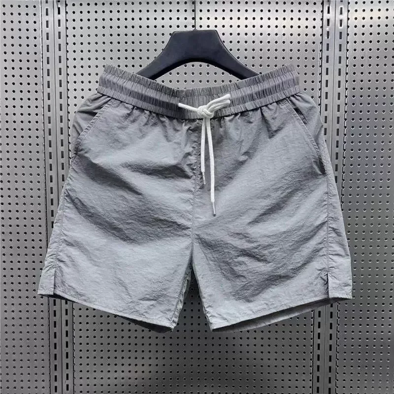 Men's Summer Ice‑Silk‑Feel Sports Shorts, Lightweight Knee‑Length Casual Shorts For Vacation Daily Wear