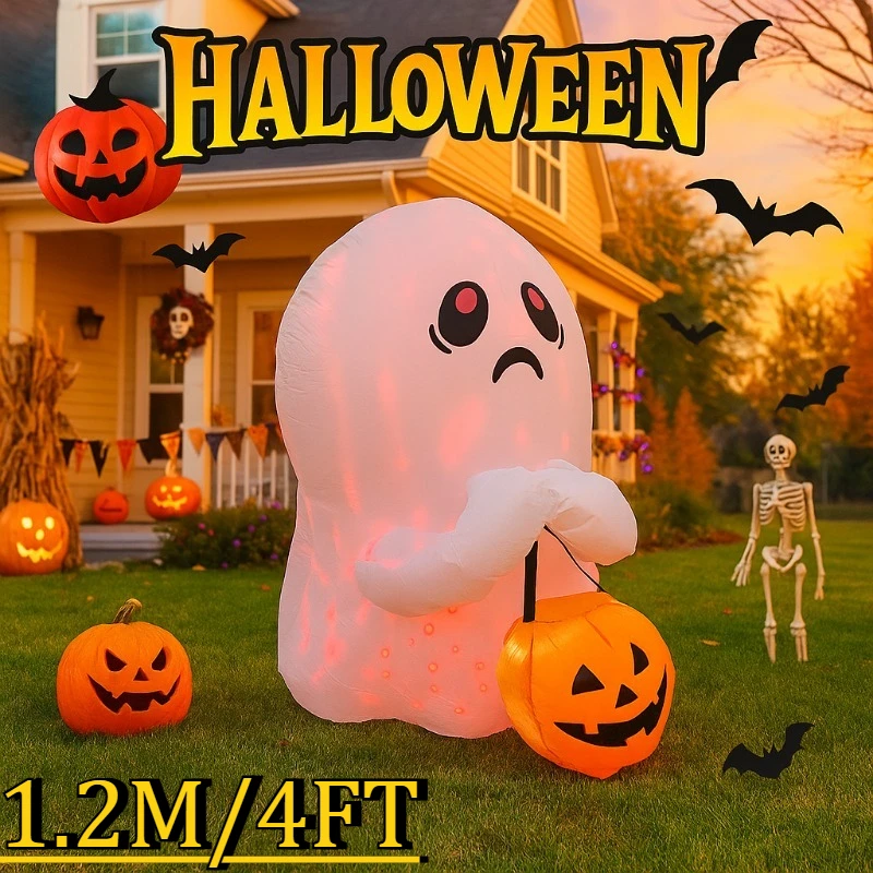 

4 фута уличные праздничные украшения надувная модель Хэллоуин бедный призрак красочные огни надувная модель орнамент вечерние сад