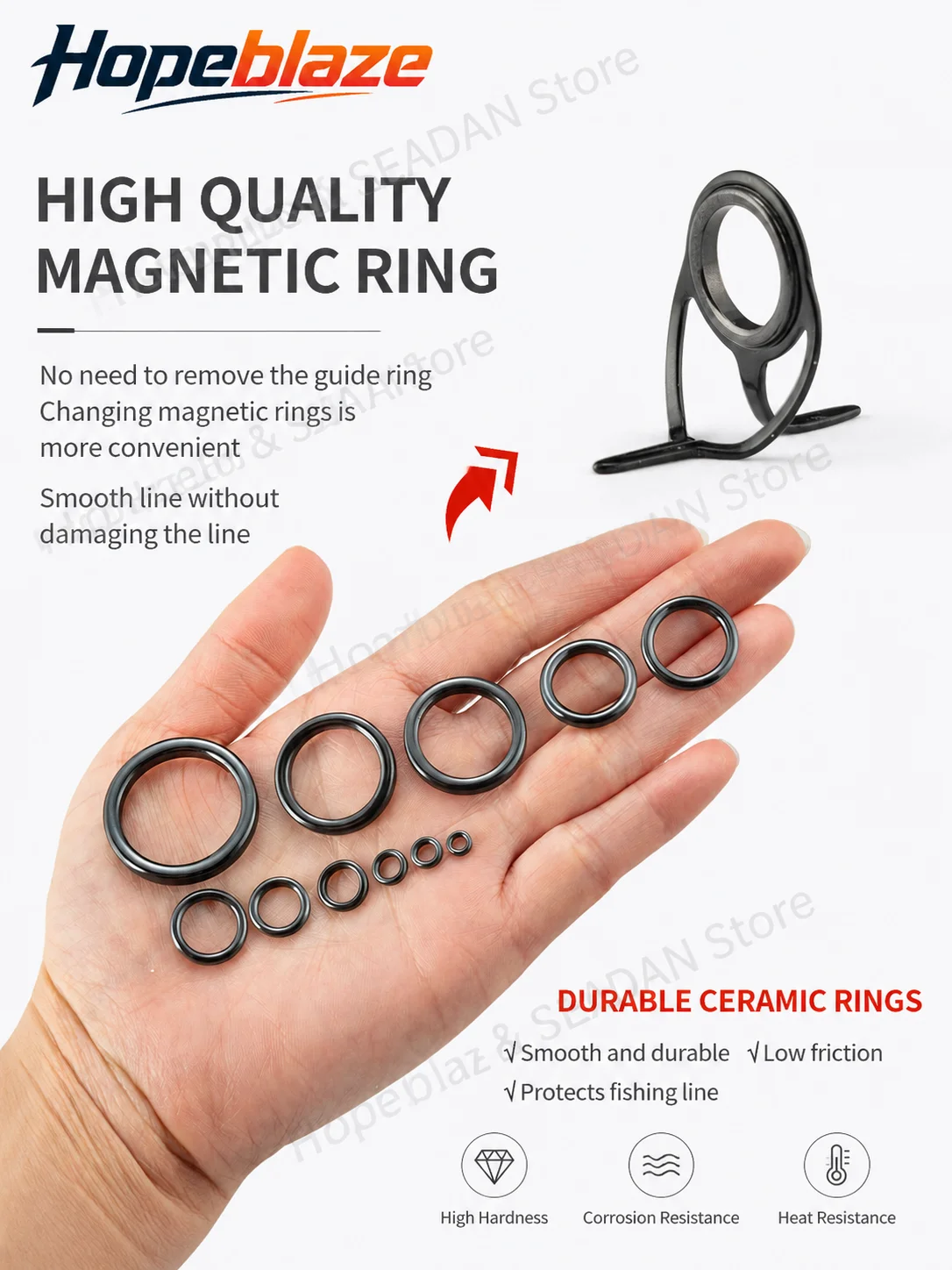 Hopeblaze 2/2.5/3/4/5/5.5/6/7/8# Black Titanium Oxide Ceramic Guide Ring for FUJI TZ Small Size Fishing Rod Ceramic Insert view 5