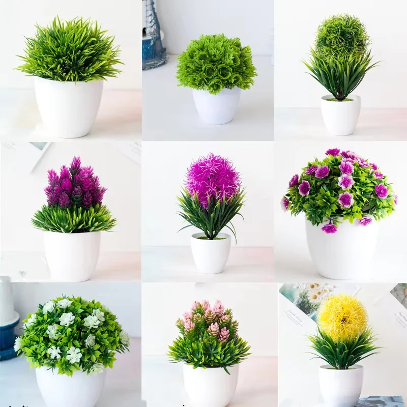 Plantas artificiais bonsai verde pequeno vaso de árvore plantas falsas flor vaso ornamentos para casa hotel jardim festa artesanato planta decoração