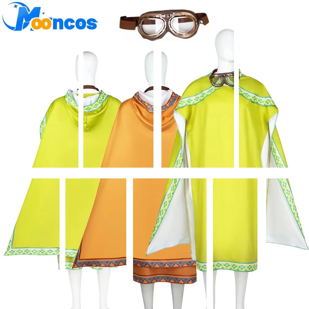 

Bros Cosplay Costume Men Fantasy Green Brown Cloak Google Game Super Disguise Clothes Cap Set Halloween Carnival Party Suit Male
