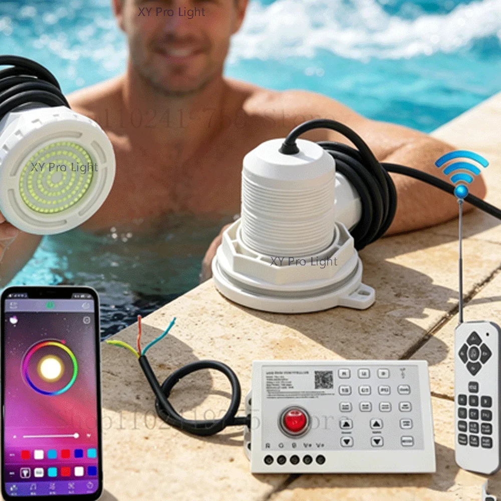 

15W DC12V RGB LED Pool Light Bluetooth APP Control Outdoor/Indoor Underwater Light Fountain Landscape Lamp Piscina Luz Spotlight