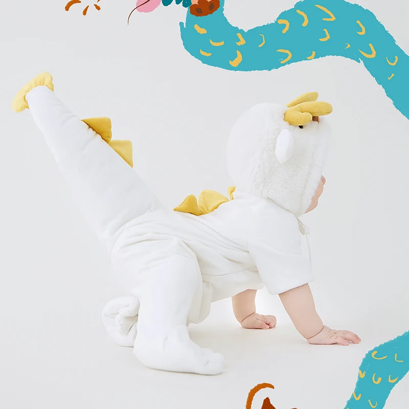 Baby Photography Clothes 12 Months Children Outfit Dragon Year Themed Jumpsuit Hat 2pcs/Set Studio Infant Photo Accessories